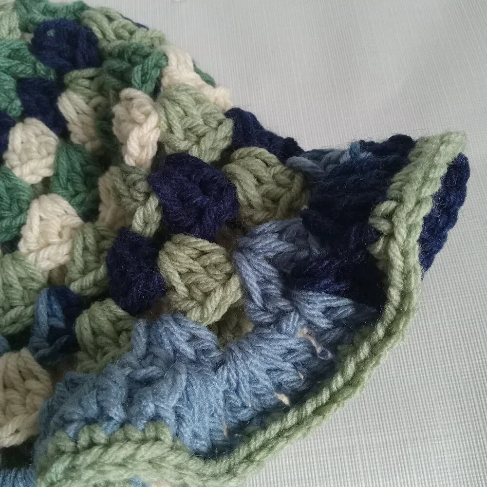 Handmade Crochet Multicolor Granny Stitch One Size Fits Most Acrylic Bucket Hat